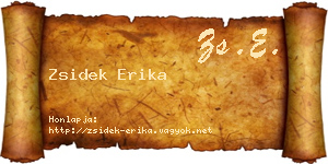 Zsidek Erika névjegykártya